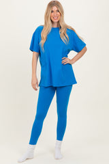 Ocean Blue Oversized Crewneck Short Sleeve and Legging Set