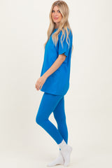 Ocean Blue Oversized Crewneck Short Sleeve and Legging Set