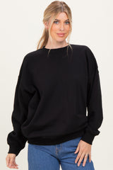 Black Oversized Fleece Sweatshirt