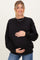 Black Oversized Maternity Fleece Sweatshirt