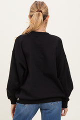 Black Oversized Maternity Fleece Sweatshirt
