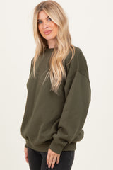 Olive Oversized Fleece Sweatshirt