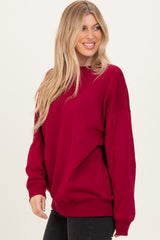Red Oversized Fleece Sweatshirt