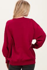 Red Oversized Fleece Sweatshirt