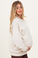 Sand Oversized Maternity Fleece Sweatshirt