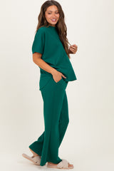Hunter Green Curved Hem Tee Pants Maternity Lounge Set
