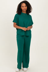 Hunter Green Curved Hem Tee Pants Maternity Set