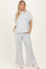 Heather Grey Curved Hem Tee Pants Maternity Lounge Set