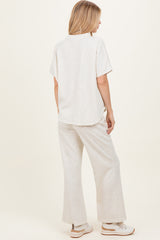 Cream Curved Hem Tee Pants Maternity Set