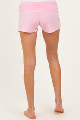 Light Pink Ruched Side Maternity Lounge Shorts