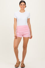 Light Pink Ruched Side Lounge Shorts