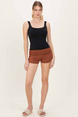 Mocha Ruched Side Lounge Shorts