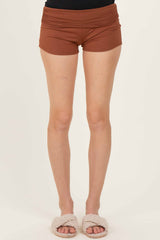 Mocha Ruched Side Lounge Shorts