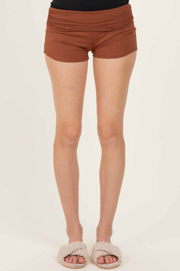 Mocha Ruched Side Lounge Shorts