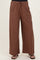 Brown Pinstripe Drawstring Maternity Linen Pants