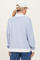 Light Blue Striped Mock Neck Sweatshirt