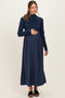 Navy Knit Contrast Top Satin Maternity Midi Dress