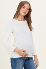 Cream Long Sleeve Maternity Top