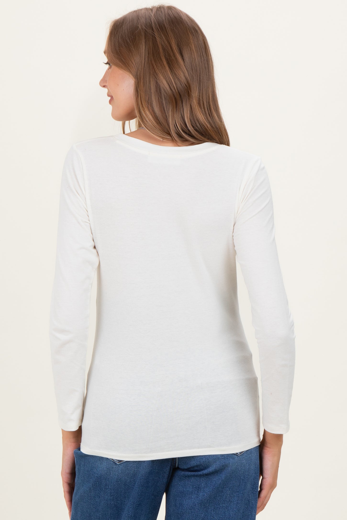 Cream Long Sleeve Maternity Top