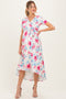 Taupe Floral Print Short Sleeve Hi-Low Maternity Wrap Dress