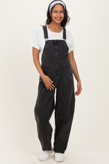 Black Washed Denim Maternity Overalls