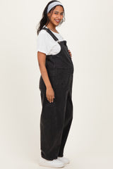 Black Washed Denim Maternity Overalls