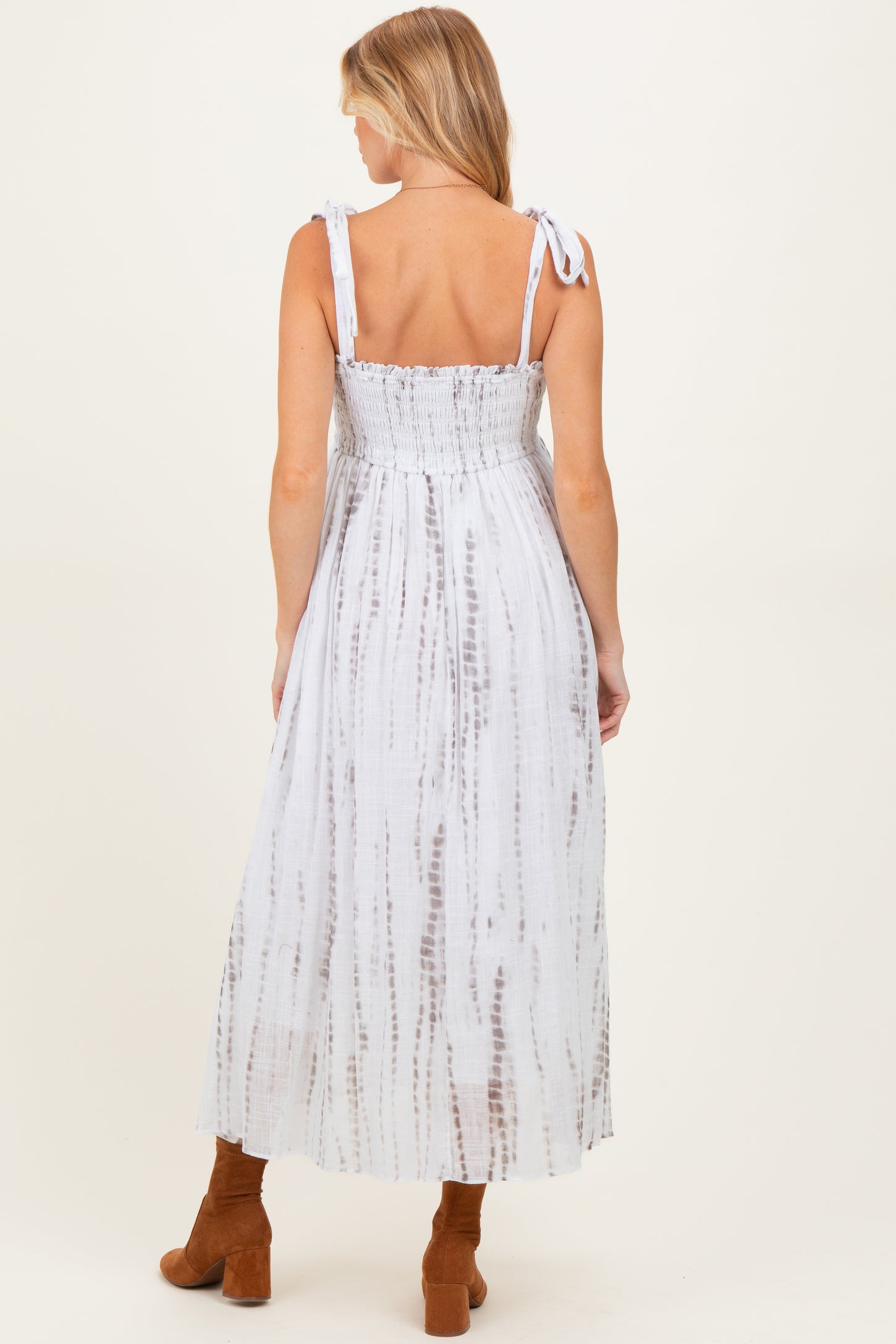 Charcoal Tie Dye Printed Maternity Maxi Dress