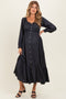 Navy Off Shoulder Button Accent Maternity Maxi Dress