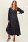 Navy Off Shoulder Button Accent Maternity Maxi Dress