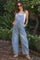 Light Blue Barrel Leg Maternity Denim Overalls