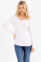 White Pointelle Knit Henley Top