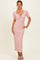 Cream/ Mauve Striped Knit Short Sleeve Maxi Dress