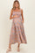 Mauve/ Blue Vintage Floral Sleeveless Tiered Maternity Maxi Dress