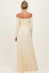 PinkBlush Yellow Off Shoulder Maternity Maxi Dress