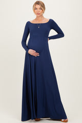 PinkBlush Navy Off Shoulder Maternity Maxi Dress