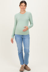 Light Green Long Sleeve Maternity Top