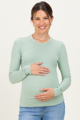 Light Green Long Sleeve Maternity Top