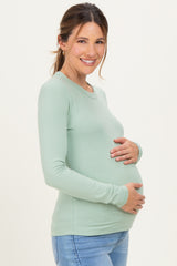 Light Green Long Sleeve Maternity Top