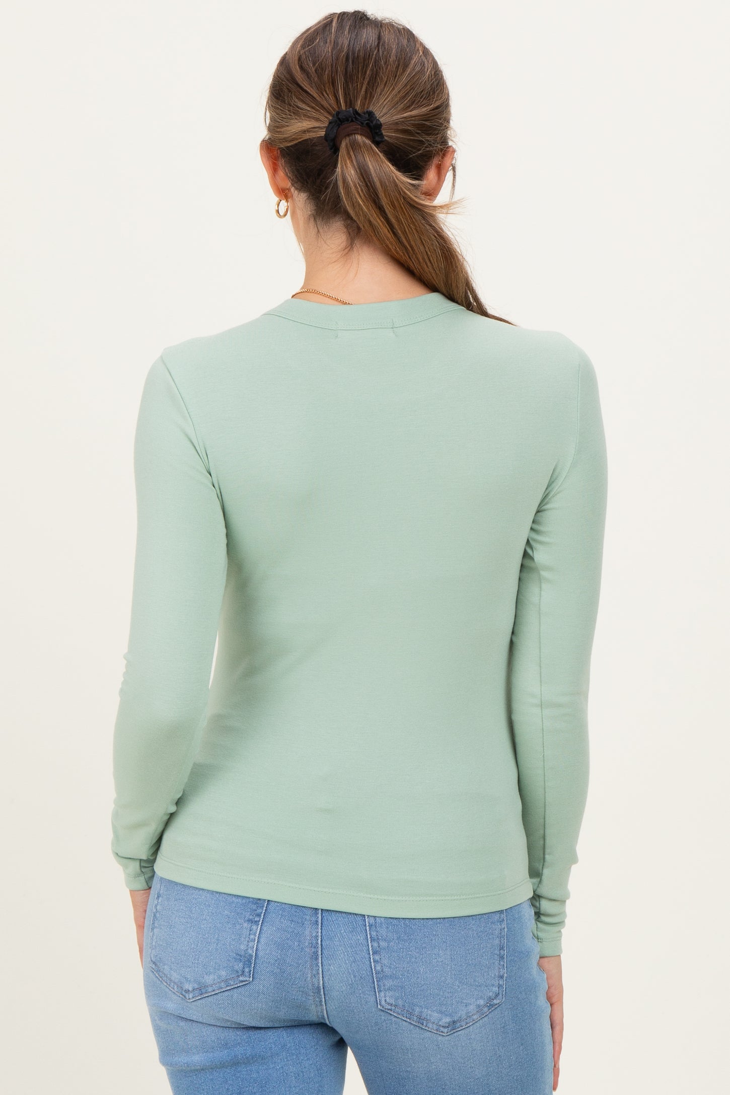 Light Green Long Sleeve Maternity Top