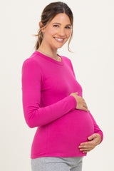 Hot Pink Long Sleeve Maternity Top