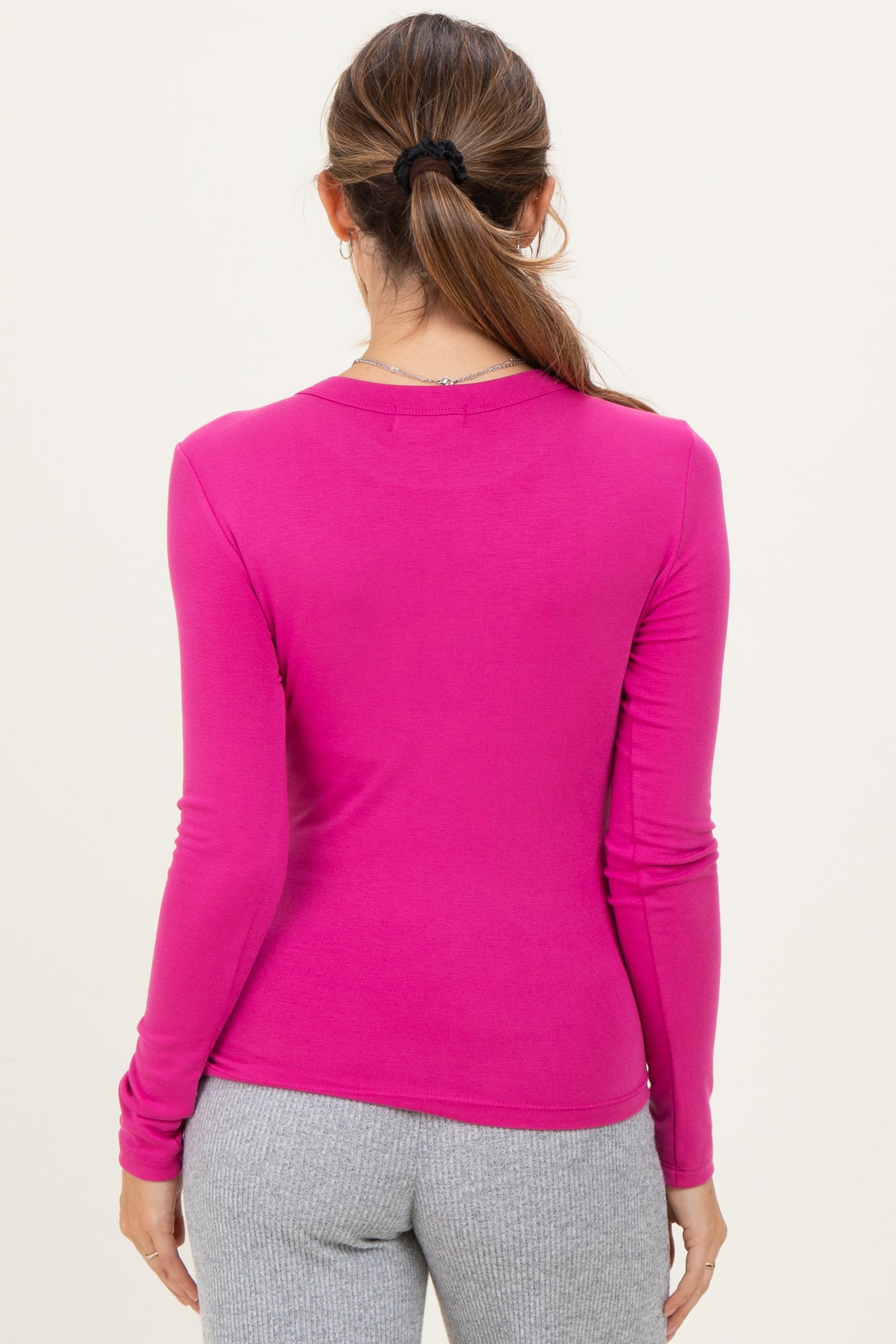 Hot Pink Long Sleeve Maternity Top