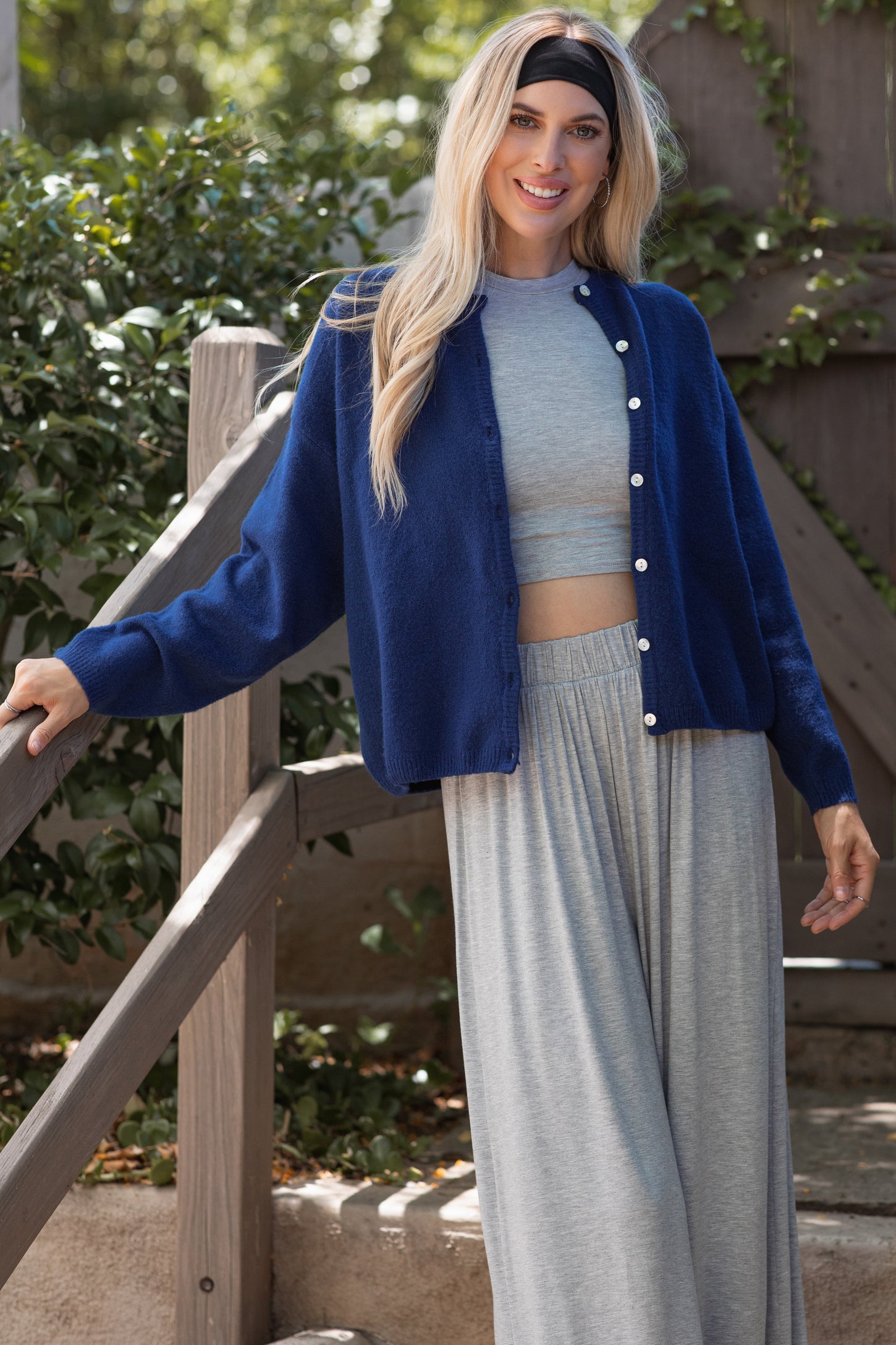 Navy Classic Crew Neck Button Cardigan