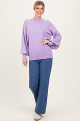Lavender Fine Knit Balloon Sleeve Sweater