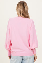 Light Pink Fine Knit Balloon Sleeve Sweater