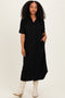 Black Button Down Midi Shirt Dress