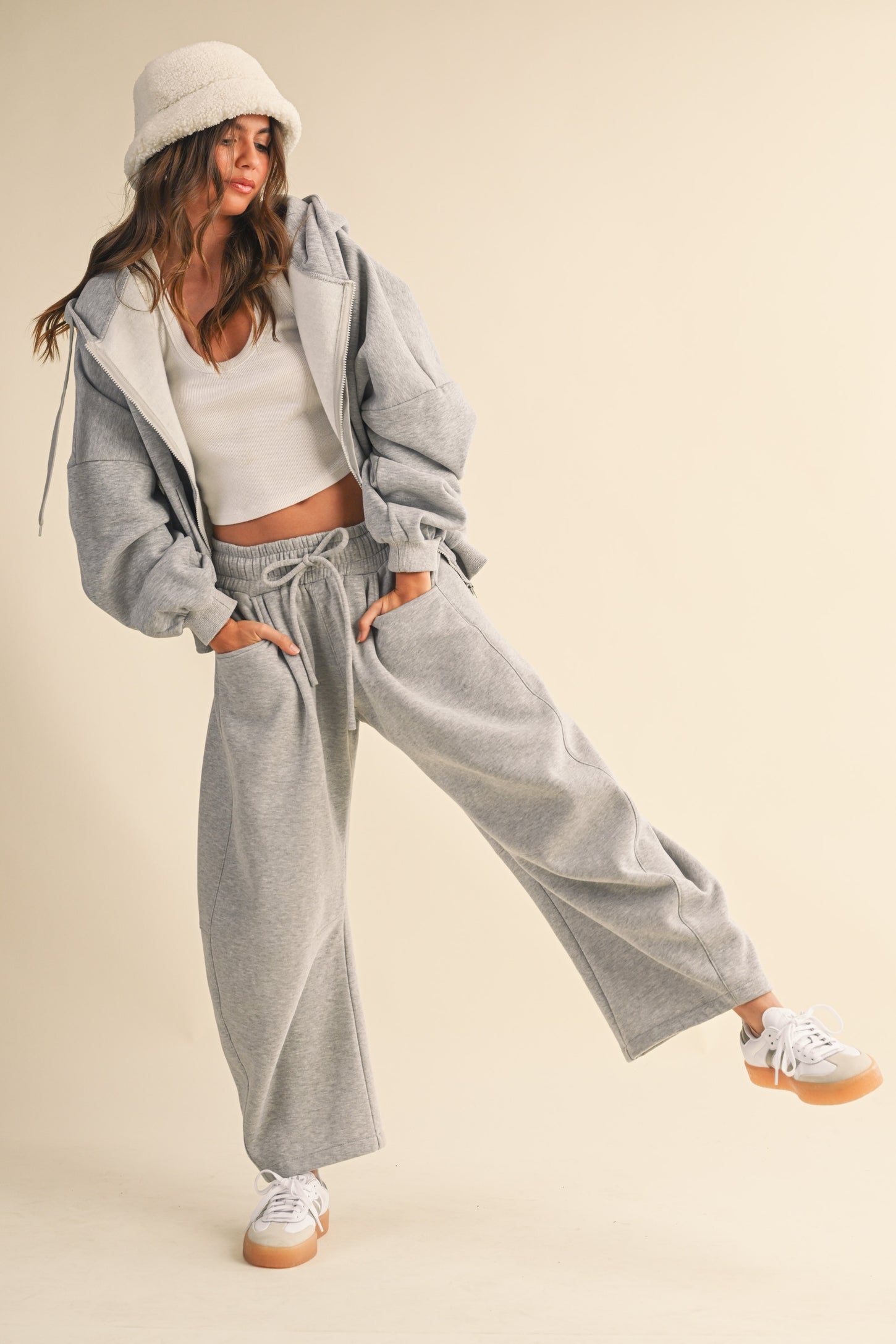 Heather Grey Barrel Leg Drawstring Sweatpants