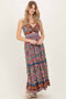 Teal Floral Twist Front Cutout Maxi Dress