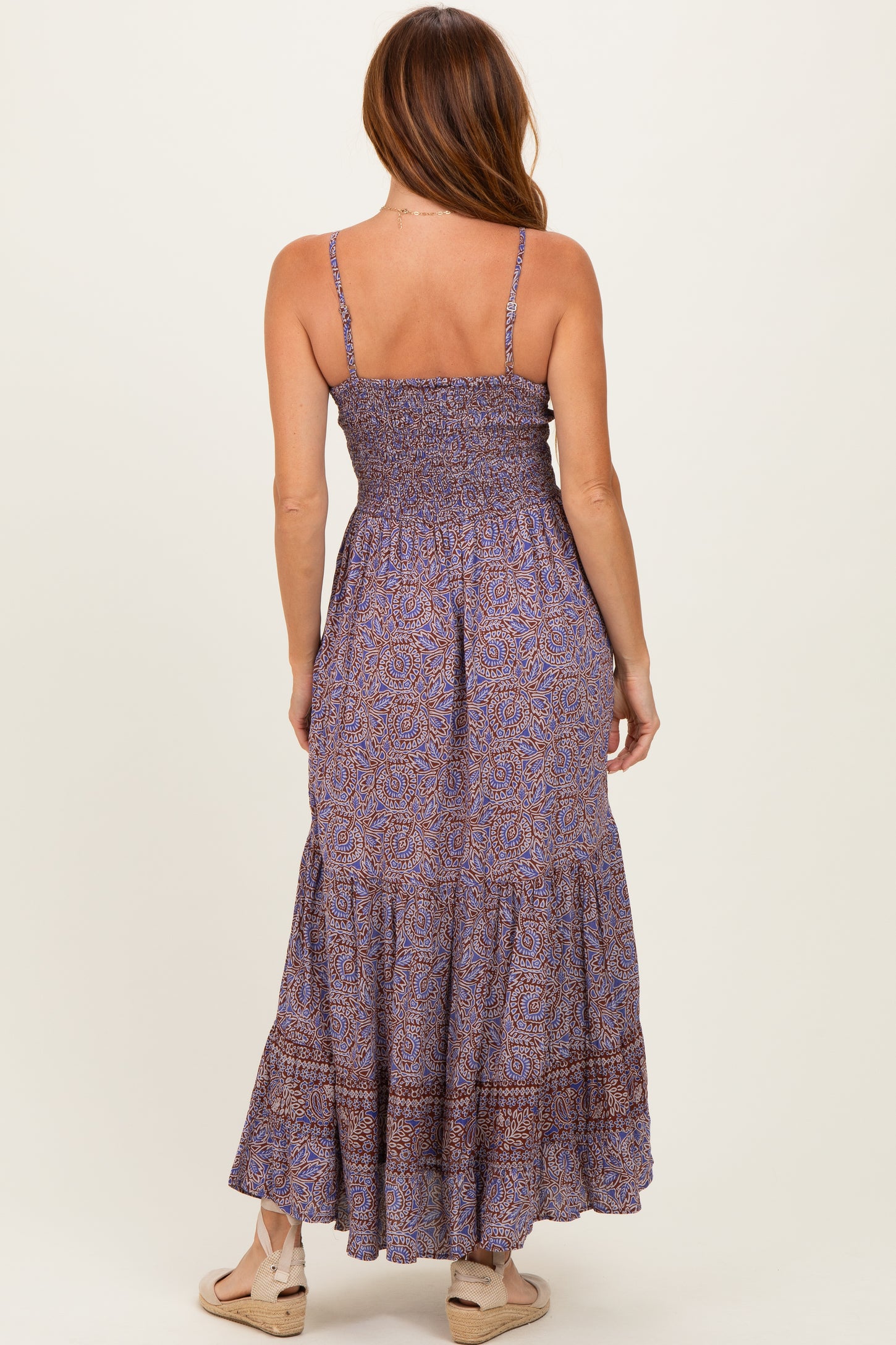 Charcoal Printed Twisted Front Maxi Dress