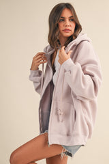 Light Pink Oversized Zip Up Hoodie