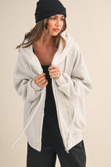 Light Grey Oversized Zip Up Hoodie